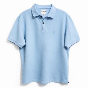 Cuts Men Polo Shirt Curve Hem Pima Cotton Light Blue Size M